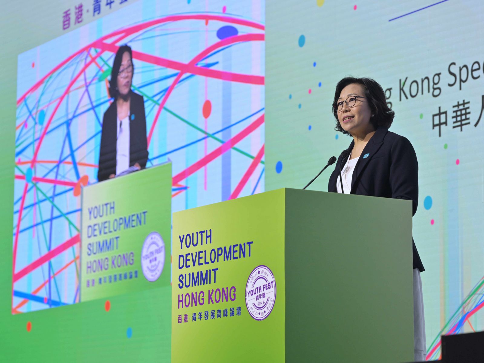 主题演讲嘉宾，民政及青年事务局局长麦美娟的相片 
